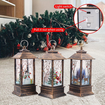 Christmas Lantern Candlestick Nightlight Set 3pcs, Santa Snowman LED Table Decoration Light Battery Operated Holiday Home Decor