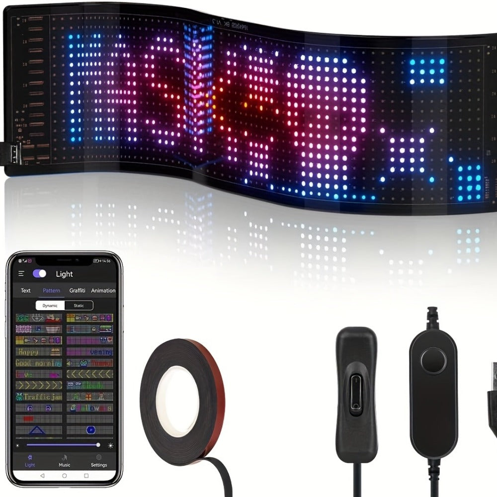 Flexible RGB LED Matrix Light Panel with USB Lead and Phone Controls in Three 4.72-Inch-Wide Size Options