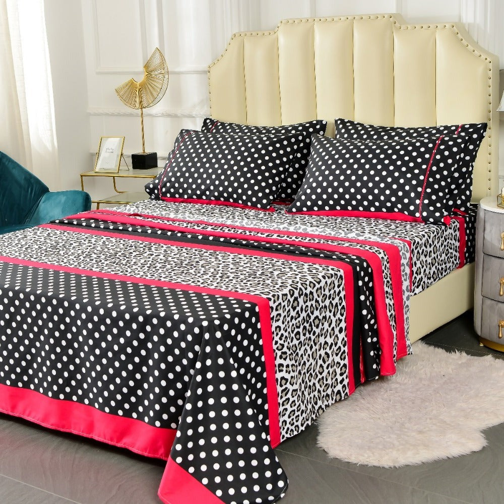 Bed Sheet Set Patchwork Microfiber in 4- or 6-Piece Configuration with 14-Inch Pocket and Three Colors