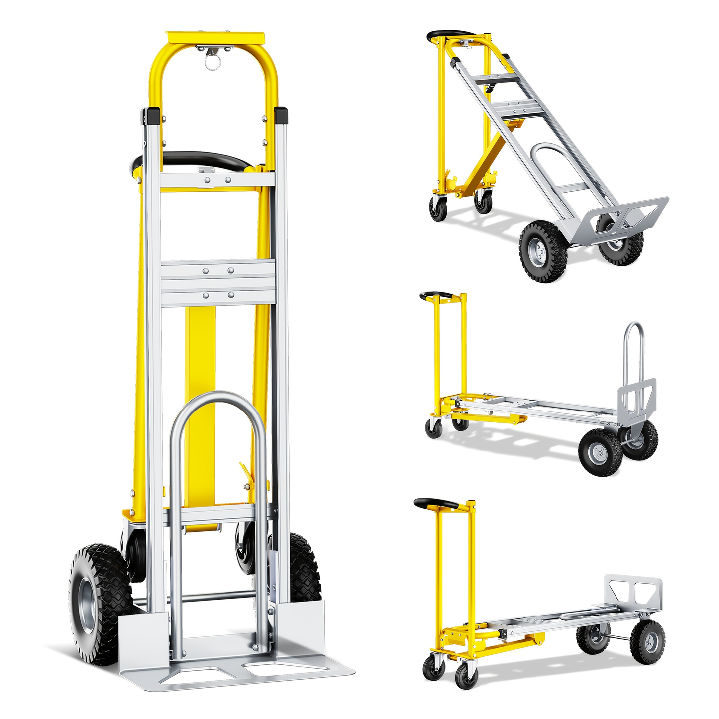Hand Truck 3-in-1 Aluminum Convertible Dolly, 800-Industrial Utility Trolley with Folding Design for Moving