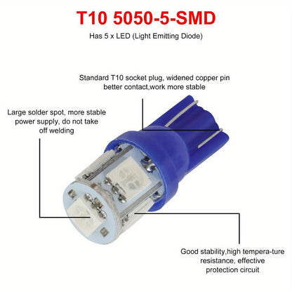 LED Instrument Panel Lights 70Pcs – T10 T5 12V Dashboard Bulb Kit, Multi-Color Green Red White Blue Yellow Interior Lighting for Cars