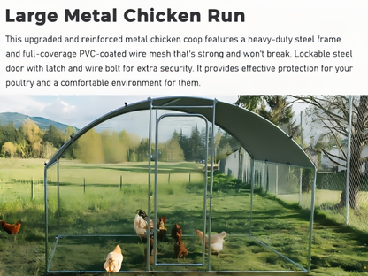 Walk-in Chicken Pen Large Metal Outdoor Poultry Enclosure Cover Yard Cage for Chickens Ducks Rabbits 3 Sizes Available