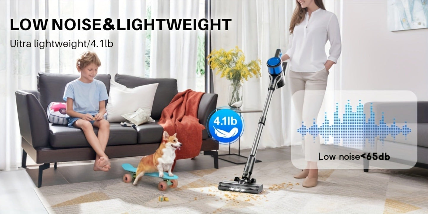 Cordless Stick Vacuum Cleaner 56-68Kpa, 8-in-1 Handheld Vacuum with Rechargeable Battery, 45 Min Runtime for Hard Floors