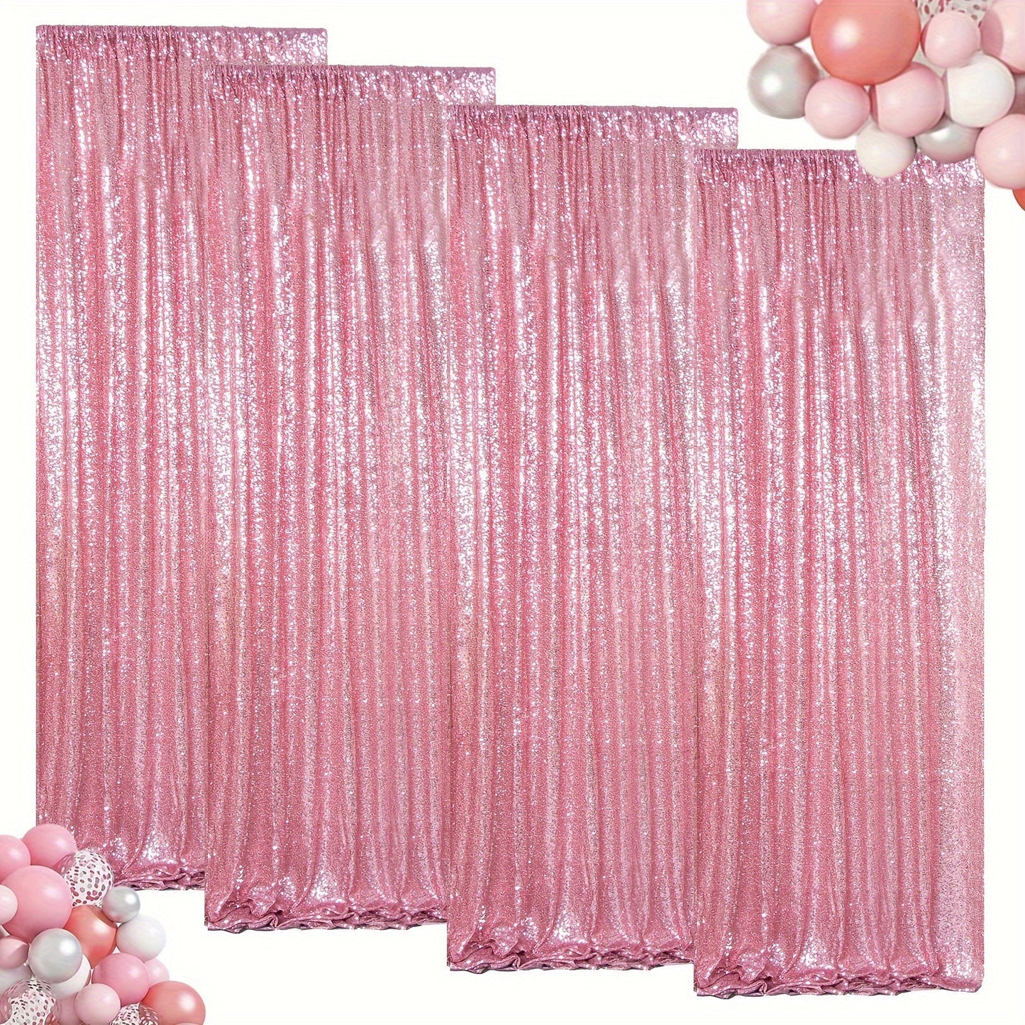 Sequin Backdrop Curtain for Party Wedding – 4x8ft Shimmering Glitter Curtain for Birthday Photo Booth Stage Decoration, Easy Hang