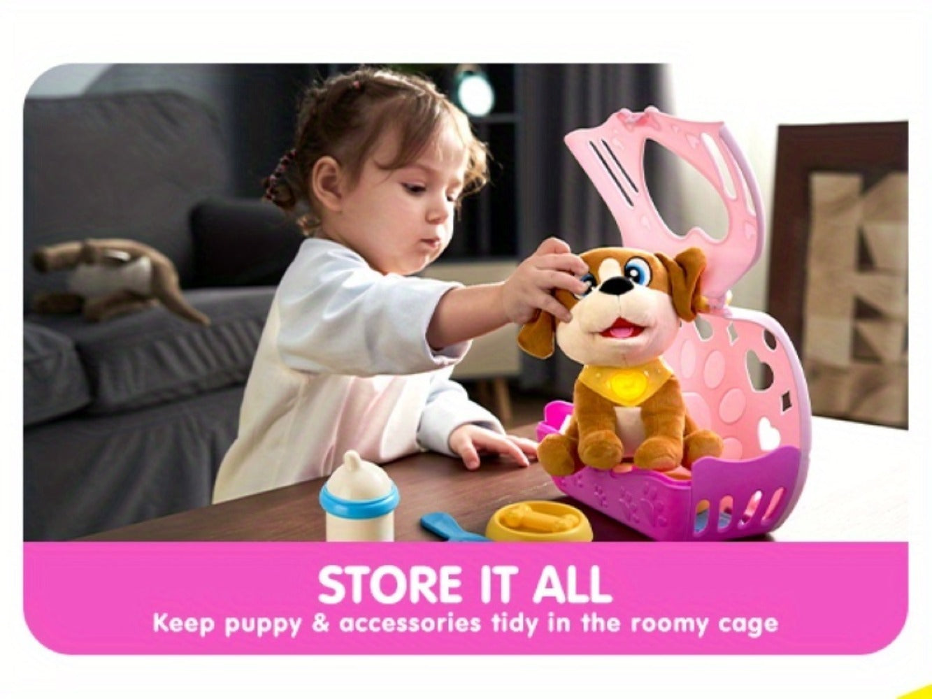 Interactive Plush Dog Toy for Toddlers with Carrier Set Music Lights Sounds with the Listed Color, Size or Set Options for Everyday Use