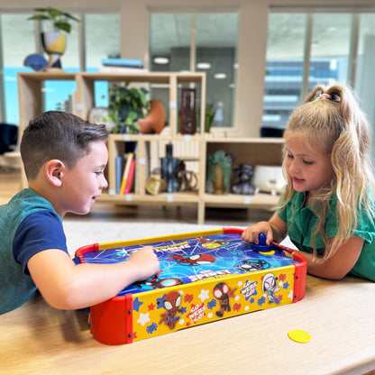 Kids Tabletop Air Hockey Table Marvel Spidey and His Amazing Friends - Officially Licensed Wood Surface