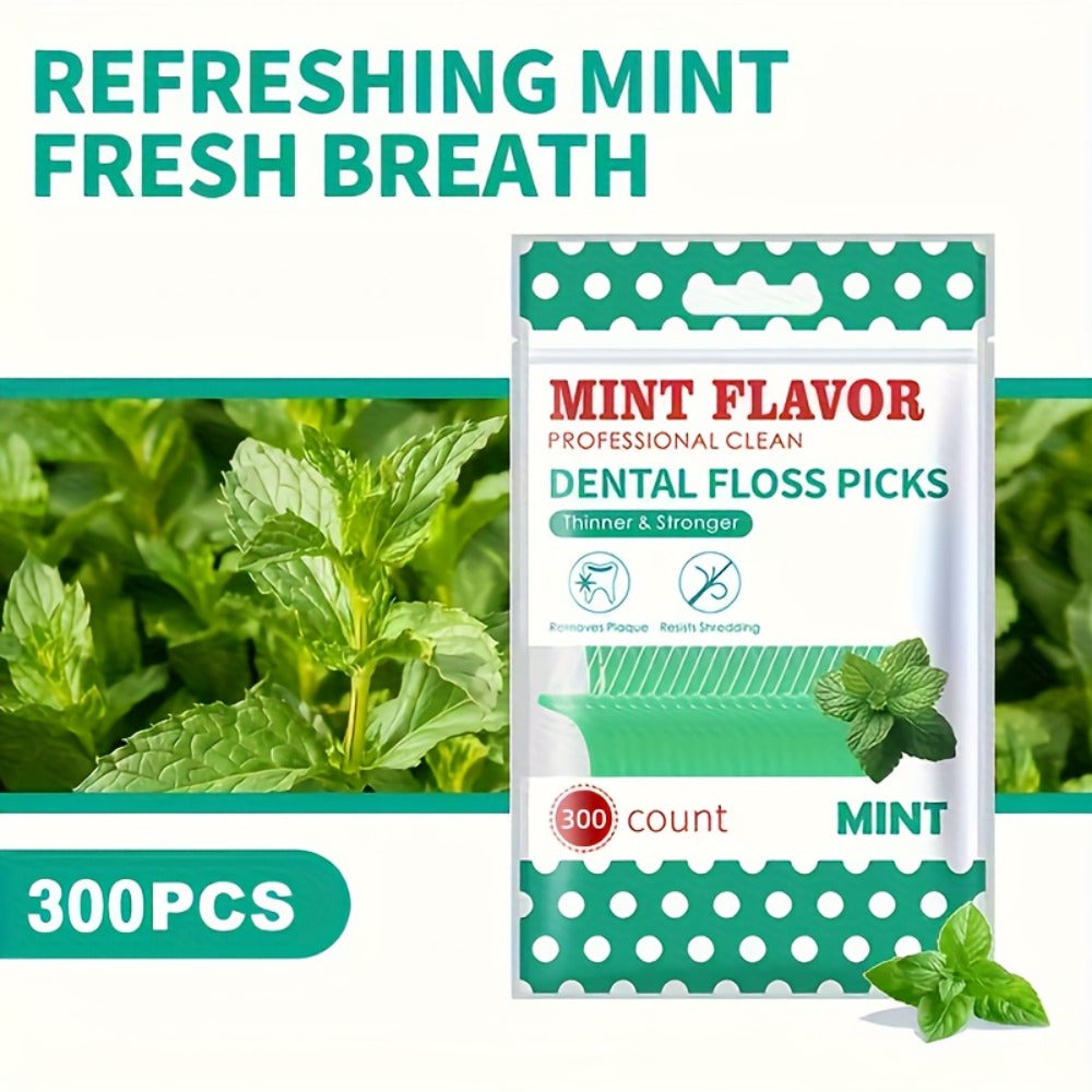 Mint Floss Picks 600 Count – Ultra-Fine Disposable Dental Floss Sticks, Interdental Cleaning, Plaque Removal, Fresh Breath