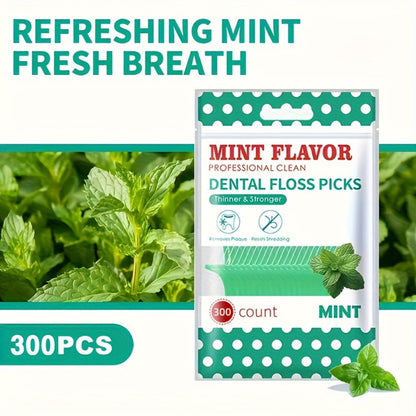 Mint Floss Picks 600 Count – Ultra-Fine Disposable Dental Floss Sticks, Interdental Cleaning, Plaque Removal, Fresh Breath