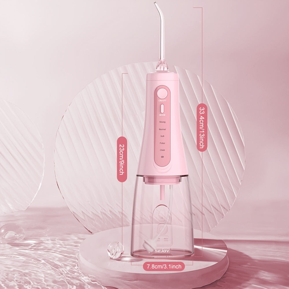 Water Flosser SEJOY AOW11 Cordless Oral Irrigator with 350ml Tank, Five Modes, Six Tips, USB-C Charging and IPX7 Rating