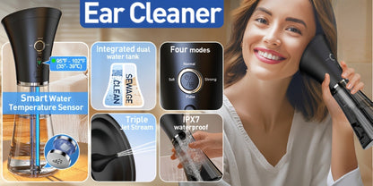 Electric Ear Irrigation Kit with Four Modes, Dual-Tank Layout, Temperature Indicator and Six Nozzle Tips