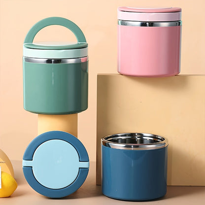 Stainless Steel Lunch Box 630ml Leakproof Stackable Thermal Bento Box with Handle 304 Steel Heat Cold Insulation Container for School Office