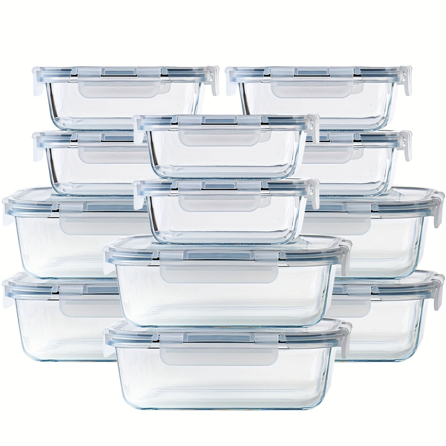 Glass Food Storage Containers with Airtight Lids – Borosilicate Glass Meal Prep Containers Set, Microwave Dishwasher Freezer Safe