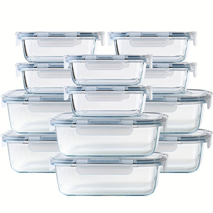 Glass Food Storage Containers with Airtight Lids – Borosilicate Glass Meal Prep Containers Set, Microwave Dishwasher Freezer Safe