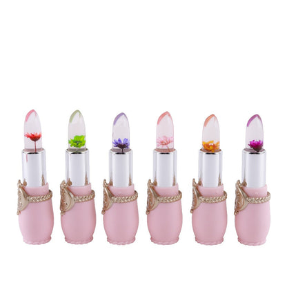 Color Changing Lip Balm Set 6PCS Flower Jelly Lipstick Thermostat Tinted Peach Flavor, for Makeup, Travel and Everyday Vanity Use