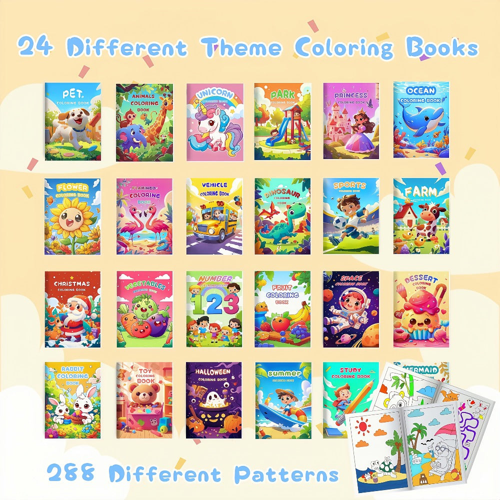 Bulk Coloring Books for Kids 24 Pack, Party Favors Goodie Bag Stuffers Ages 3+, Animals, Mermaid & Dinosaur Designs