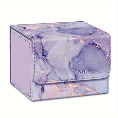 Magnetic Trading Card Deck Box with Six Marble-Style Color Options, Divider and Pictured 10.5 cm Width