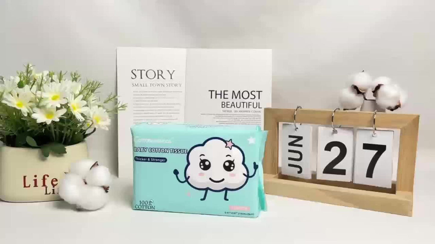 100% Cotton Disposable Face Towels Draw-Style Box 200 400 600 Count, for an Everyday Personal Care Routine