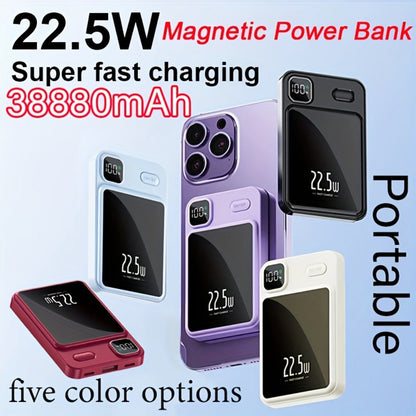 Magnetic Wireless Power Bank 38880mAh 22.5W Fast Charging with Digital Display for iPhone 17 16 15 14 13 12 Pro Max Plus Android