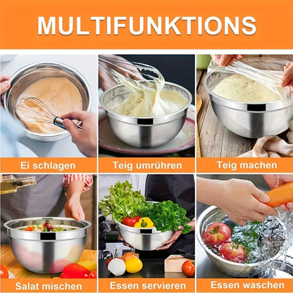 Stainless Steel Mixing Bowls with Airtight Lids Set of 14 Seven Nesting Bowls 0.7 to 4.5QT for Home Cooking, Dining and Outdoor Meals
