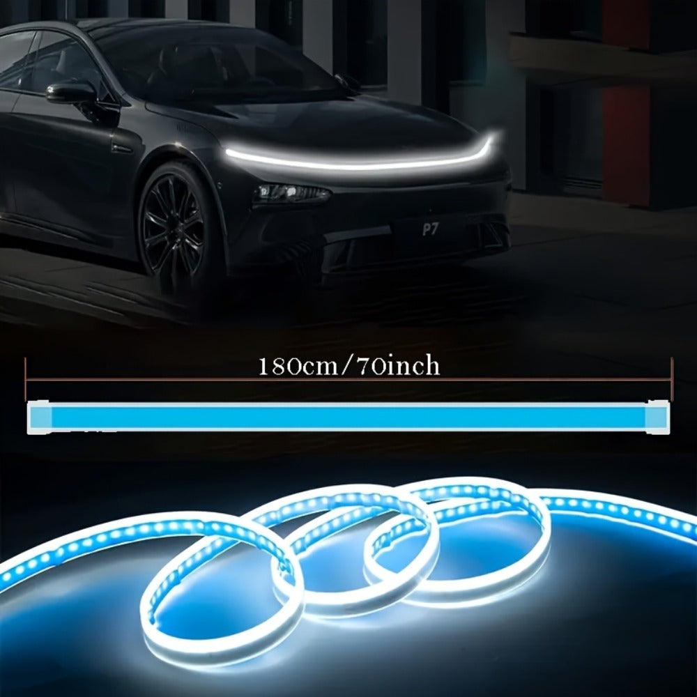 LED Engine Through-Light Bar 70 Inch High-Brightness White Light 2000-3000LM – Auto Welcome Mode Steering Effect 12V Wiring for Car SUV