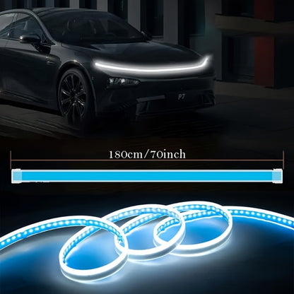 LED Engine Through-Light Bar 70 Inch High-Brightness White Light 2000-3000LM – Auto Welcome Mode Steering Effect 12V Wiring for Car SUV