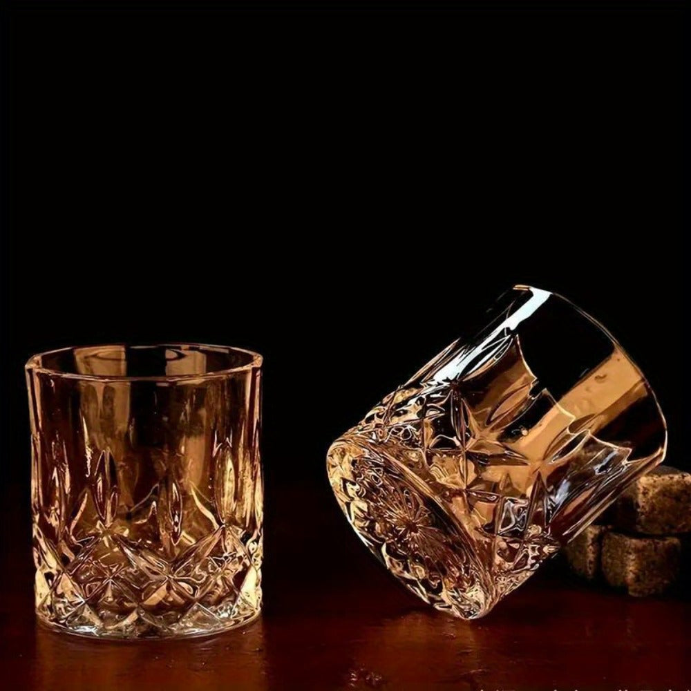 Whisky & Wine Glass Set with Cooling Stones, Ice Tong & Bartender Kit, Portable Bar Accessories for Luxurious Drinking Experience