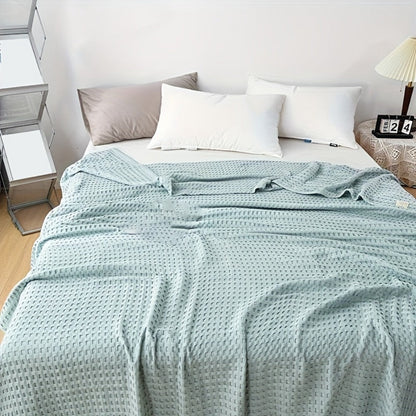 Cotton Waffle Blanket, Pure Cotton Multilayer Summer Cooling Quilt, Jacquard Knit, Air Conditioning Blanket
