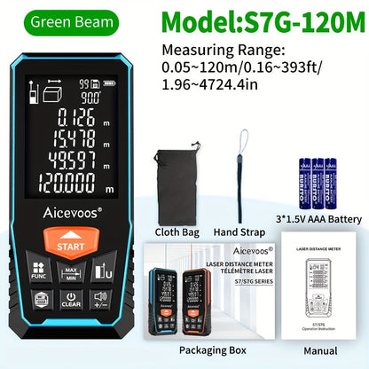 Laser Distance Meter Green Beam Digital Rangefinder 50M 70M 100M 120M Laser Tape Measure for Entryways, Bedrooms and Living Spaces