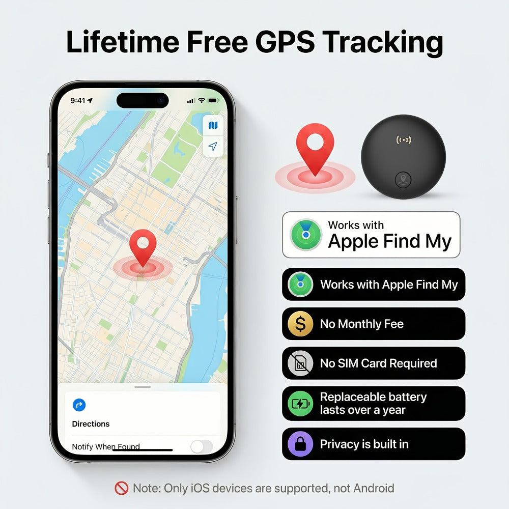 Round Magnetic Find My Locator Tag with One- or Two-Pack Black Options for Vehicles, Bikes and Personal Items