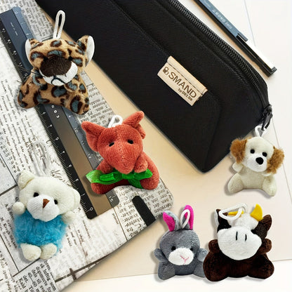 Mini Animal Plush Keychain 24 Pack Bulk, Small Stuffed Animals Assorted Random Colors, Party Favors for Kids