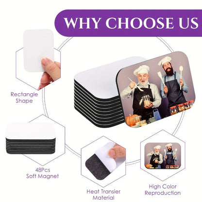 Sublimation Magnet Blanks 96 Pcs Blank Refrigerator Magnets for DIY Crafts for Home Cooking, Dining and Outdoor Meals