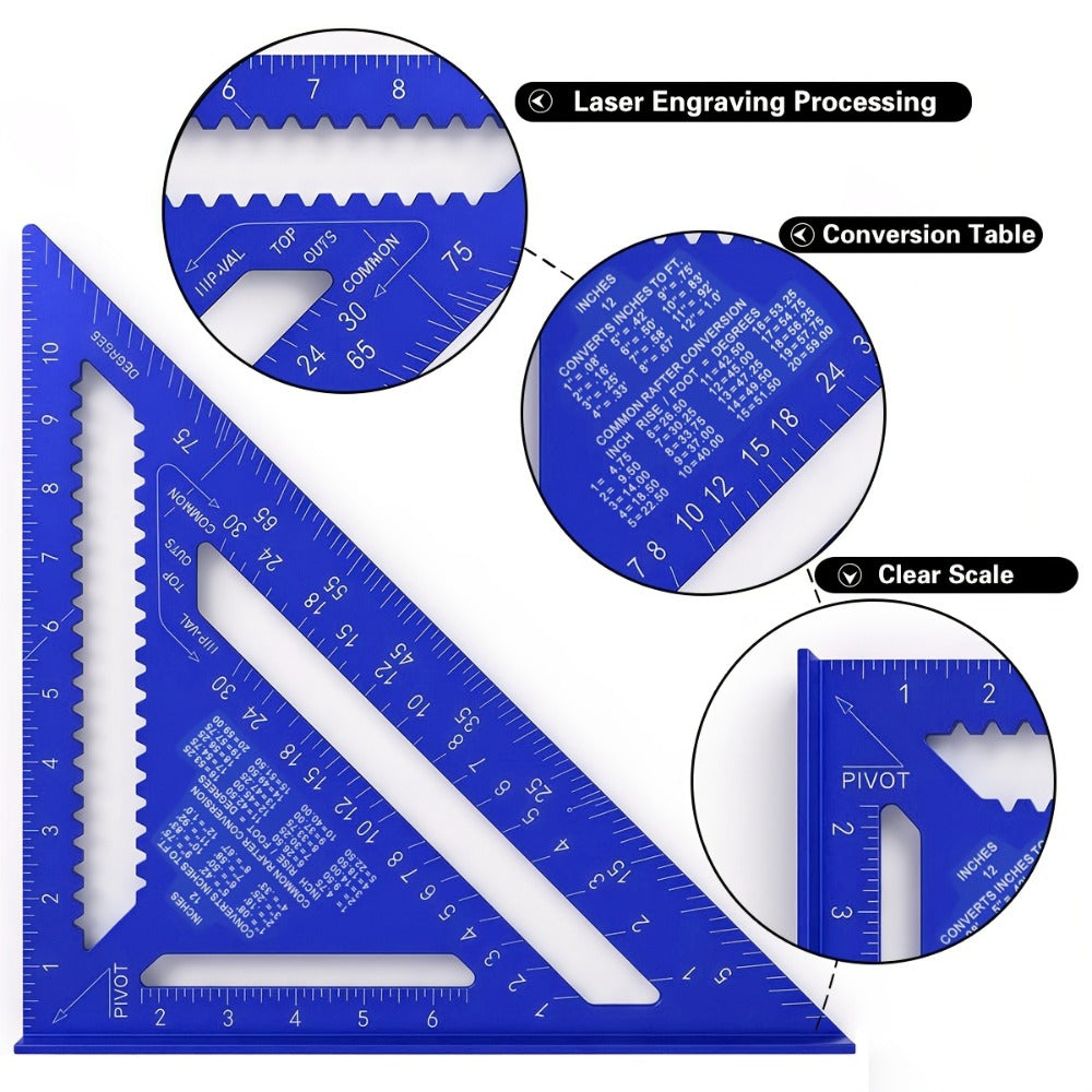 Aluminum Triangle Square Ruler 12 Inch Woodworking Angle Measuring Marking Tool for Entryways, Bedrooms and Living Spaces