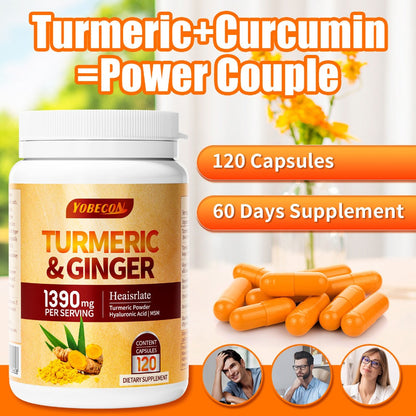 Turmeric Supplement with Black Pepper, Sports Recovery, Skin Health & Digestion Support for Women & Men
