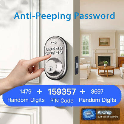Electronic Keypad Deadbolt 3-Pack Keyless Entry Door Lock with 100-Code, Auto Lock, Anti-Peep PIN & Backup Key