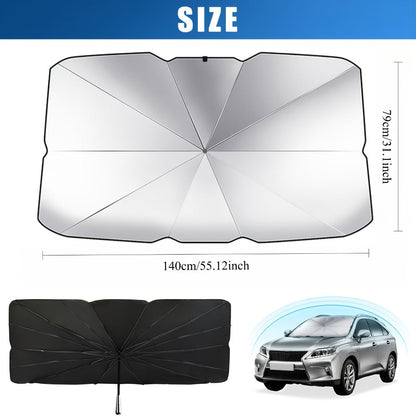 Windshield Sun Shade UV Protection | Auto Open & Fold One-Button, Fiberglass Skeleton, Opaque Insulation, Fits Most Cars SUVs Trucks