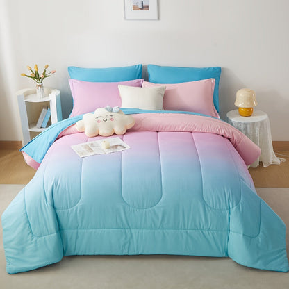 Rainbow Ombre 5- or 7-Piece Bed-in-a-Bag Set in Pink with Twin, Full, Queen and King Sizes