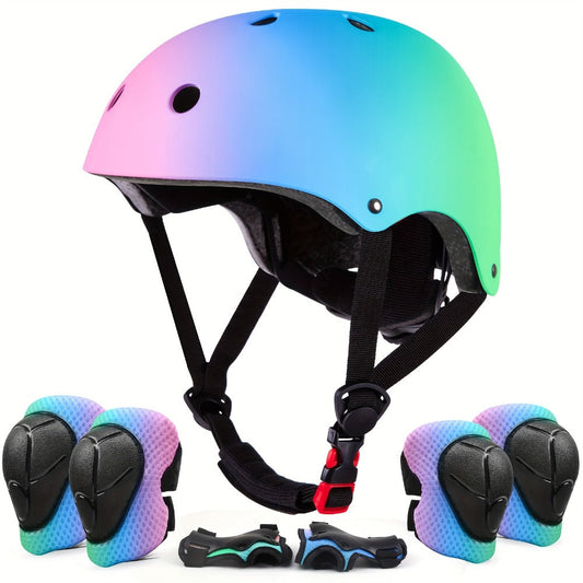 3D Shark Kids Bike Helmet with Knee and Elbow Pads Set, Ultra-Light 230g Adjustable Safety Helmet Ages 5+