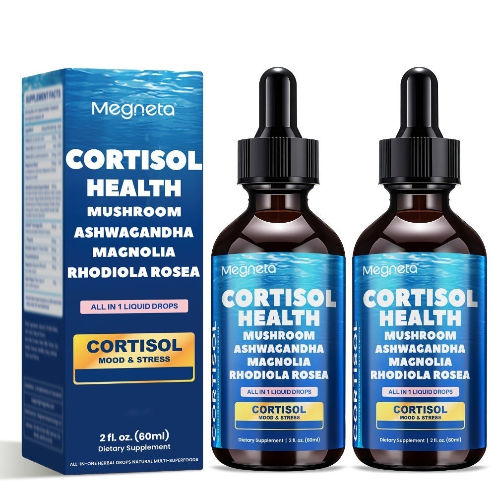 Cortisol Balance Liquid Drops for Stress & Cortisol Belly, KSM-66 Ashwagandha, Magnesium Glycinate & L-Theanine Sublingual Supplement
