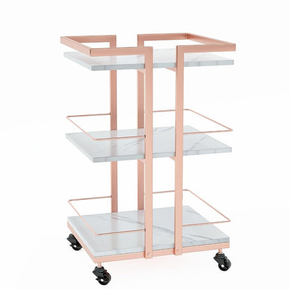 Three-Shelf Rolling Salon Trolley with Side Handles, Locking Casters and Four Color Configurations