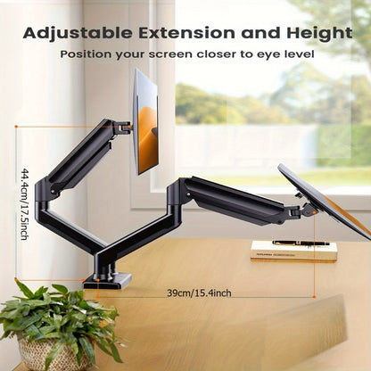 Dual Monitor Stand for 32 Inch Screens, Full Motion Dual Monitor Arm with 180° Swivel Tilt 360° Rotation