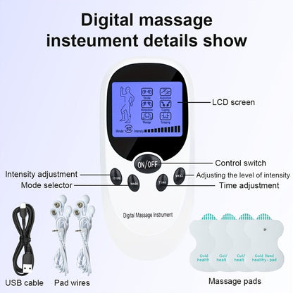 TENS EMS Dual Channel Stimulator Massager, 8 Electrodes for Back, Shoulder & Knee Pain, Recovery