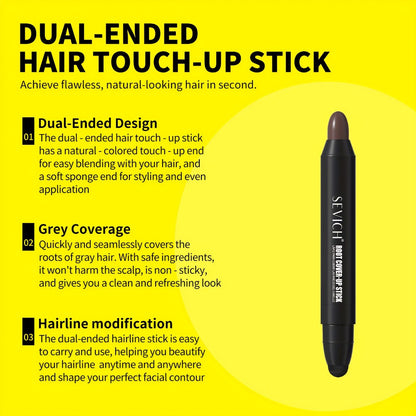 Instant Gray Root Coverage Stick for Men 2-Pack Sevich Beard & Hairline Color Pen, Sweat-Proof Precise Application Black & Dark Brown
