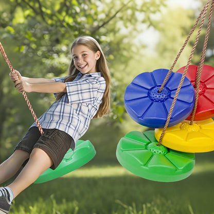 Petal Shaped Outdoor Swing for Kids, Single Person Thickened Fun Swing, 11.8" Diameter, 78.7" Rope