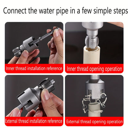 Pipe Thread Cutting Tool, High-Speed Steel Electric Drill Compatible PVC & Steel Pipe Threader
