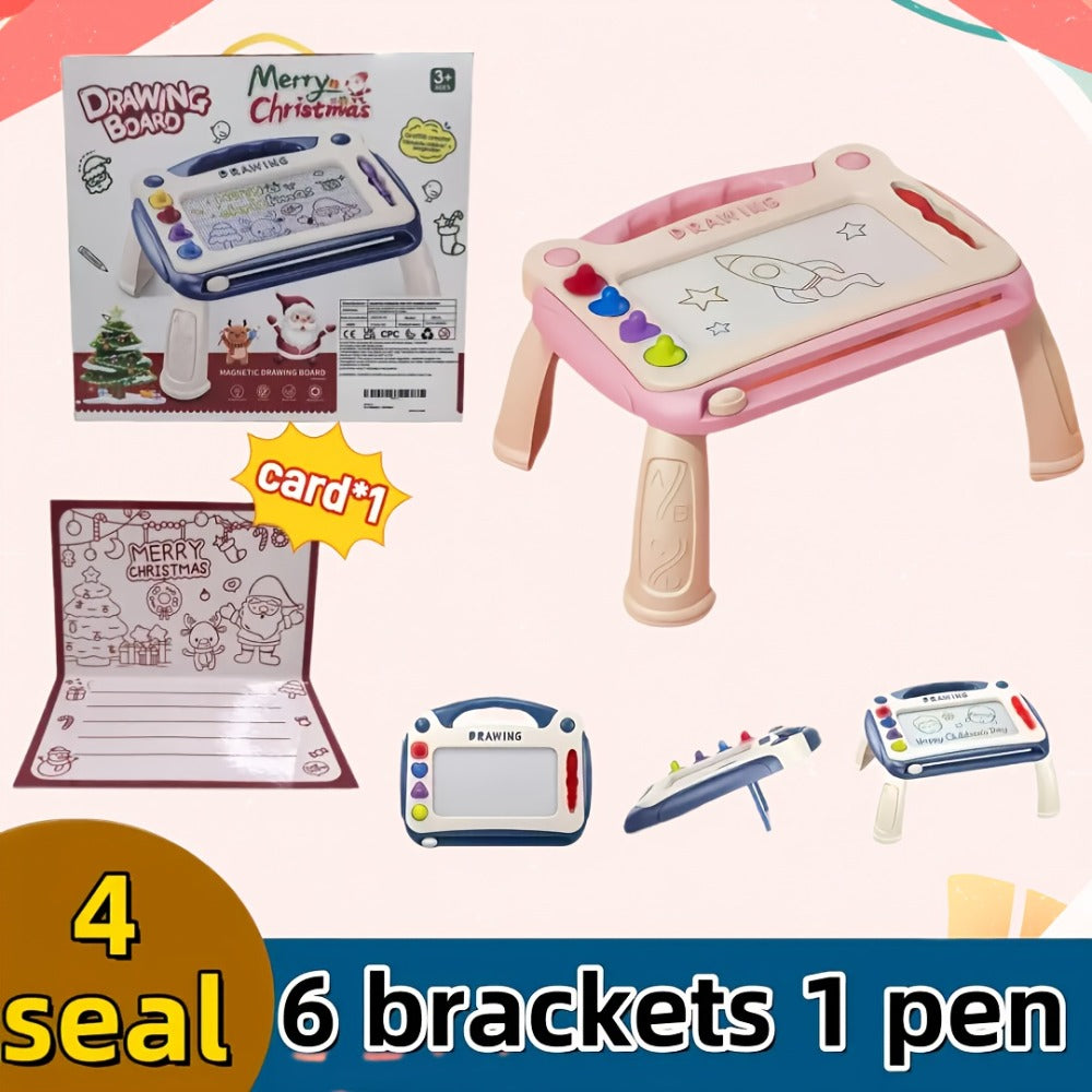 Kids Magnetic Drawing Board 3-in-1 Doodle Kit – Reusable Erasable Toddler Art Toy with Stamps, Pen & Stand | STEM Learning Gift for Boys