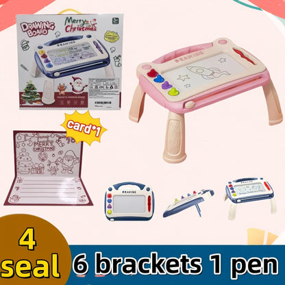 Kids Magnetic Drawing Board 3-in-1 Doodle Kit – Reusable Erasable Toddler Art Toy with Stamps, Pen & Stand | STEM Learning Gift for Boys