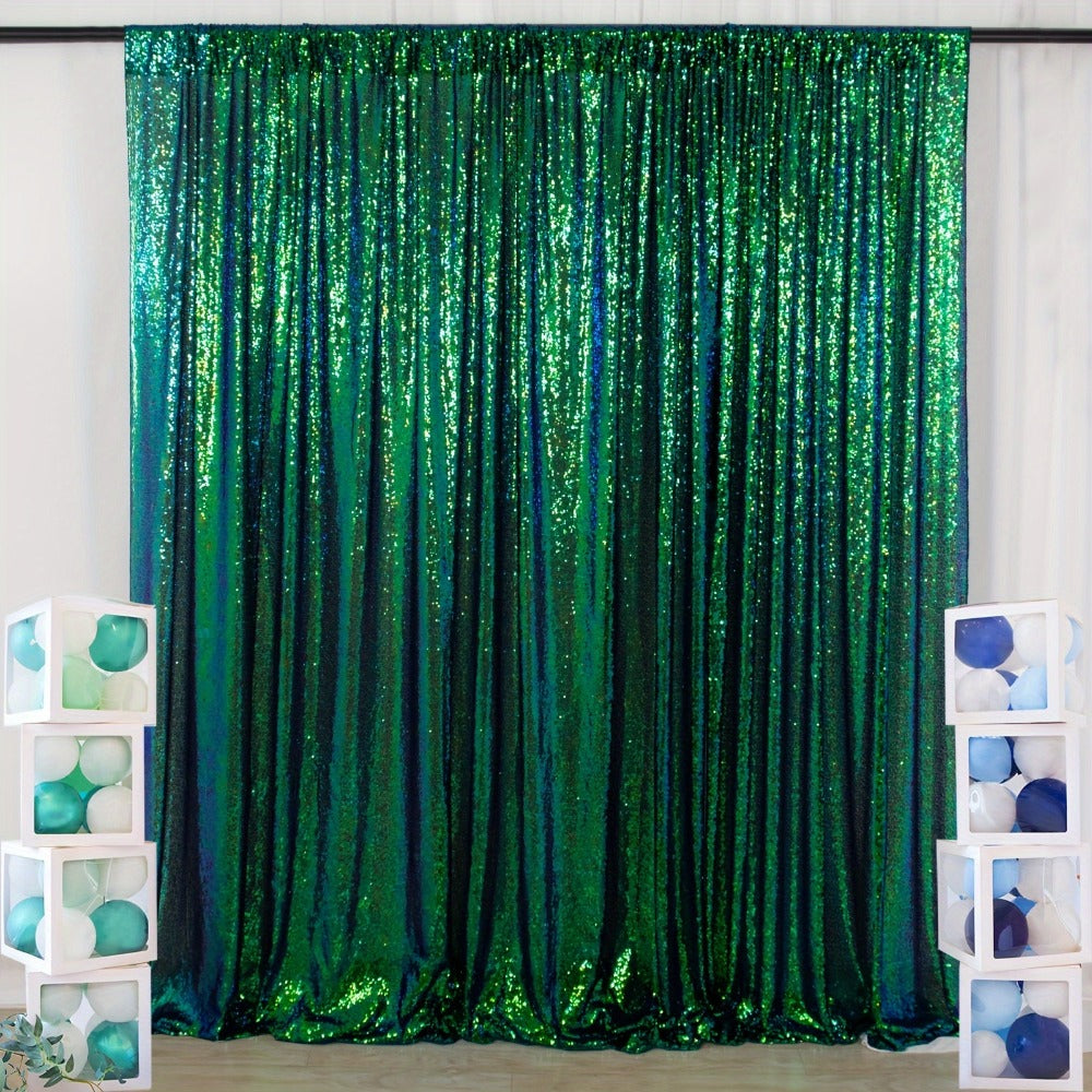 Sequin Backdrop Curtain for Party Wedding – 4x8ft Shimmering Glitter Curtain for Birthday Photo Booth Stage Decoration, Easy Hang