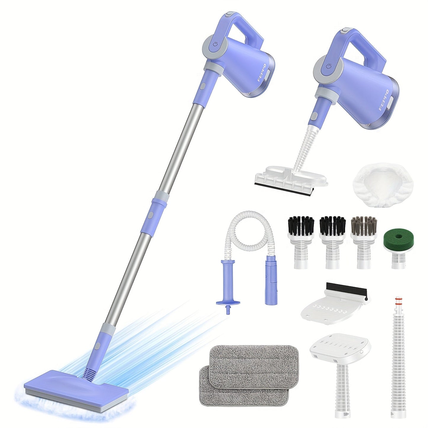 Steam Mop with Detachable Handheld Steam Cleaner 10-in-1 Multi-Purpose Attachments - 2 Pads, Carpet Cleaner for Home