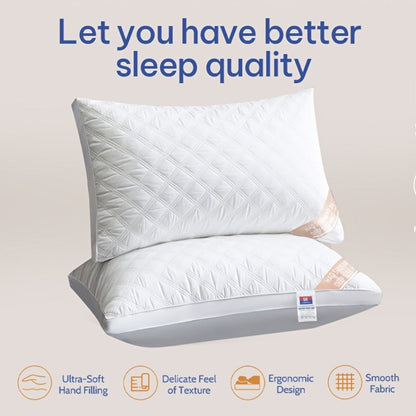 Queen Size Pillows for Side Sleepers, 800g Heavyweight Hotel Collection, Down Alternative, Ultra-Plush & Resilient