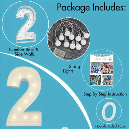 28.7-Inch Warm White LED Numeral Party Display in Paper and PS Foam Board with Seven Model Options